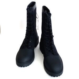 Zara Black Lace-Up Women's Combat Boots Lug Sole 39 (Size 8)